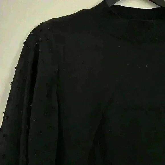 CeCe black sweater with polkadot sleeves - Picture 3 of 6